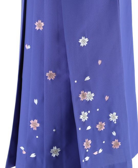 卒業式袴単品レンタル[刺繍]紫に近い青色に桜刺繍[身長153-157cm]No.653